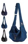 Noah & Paw Dog Sling Carrier for Small Medium Dogs & Puppies, Dog Carrier with Adjustable Padded Strap, Premium Denim, Insulated with Soft Breathable Fur, Double Safety Feature, Machine Washable