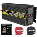 NOVOPAL Power Inverter Pure Sine Wave-3000 Watt 12V DC to 230V/240V AC Converter-2AC Outlets Car Inverter with One USB Port-5 Meter Remote Control And Two Cooling Fans-Peak Power 6000 Watt