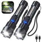 Cinlinso Flashlight High Lumens Rechargeable 2 Pack, 990000 Lumen Super Bright Led Flashlights with 7 Light Modes, IPX6 Waterproof, Powerful Handheld Flash Light for Camping Home Emergencies