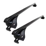 Summit SUP-857 Premium Integrated Railing Bar for Cars with Running Rails, Black Steel, Set of 2