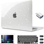 CISSOOK Clear Glitter Star Case for MacBook Pro 14 Inch 2021 2023 Release Model A2442 M1 A2779 M2 A2918 A2992 M3 Pro/Max, Sparkly Hard Shell Case with Keyboard Cover for MacBook Pro 14 with Touch ID