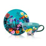 Disney Alice In Wonderland 12-ounce Ceramic Teacup and Saucer Set | Tea Party Gift Set For Coffee, Espresso, Mocha, Latte | Cute Gifts and Collectibles