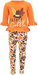 Unique Baby Girls 2 Piece Gather And Gobble Thanksgiving Outfit (7Y, Orange)