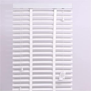 Ruby Deals White with tape Faux Wood Venetian Blinds for Windows Child Safe- 50mm Wide Slats PVC Window Shades White Tape Blind (60cm width x 150cm drop)