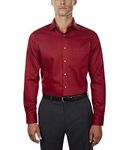 Van Heusen Men's Dress Shirts Fitted Lux Sateen Stretch Solid Spread Collar, Red, 16" Neck 36"-37" Sleeve