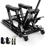HOMFME 680 kg Hydraulic Motorcycle Lift Jack, Motorbike Lifting Stand with 3-Level Height Adjustable Platform, Wheels, Heavy Duty Motorcycle Jack Lift Table Hoist Stand for ATV UTV Quad (Black)