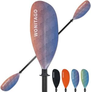 WONITAGO Kayak Paddle with Fiberglass Shaft and Reinforced Nylon Blade, Adjustable Kayaking Oars, 3 Piece, 230-250 cm/90-98 inches, Wave Orange