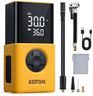 AstroAI Car Tyre Inflator Air Compressor, Portable USB Rechargeable Electric Bike Pump 150 PSI, Tyre Pump with Pressure Gauge Digital Dual Values Display, for Car, Bike, Motorbike, Ball (Yellow Case)