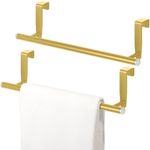 2 Pack Towel Rack for Cabinet Steel over Door Towel Rack Modern over Cabinet Towel Hanger Towel Bar Holder 9 Inch Storage Organizer for Universal Fit on Kitchen Bathroom over Cabinet Cupboard (Gold)