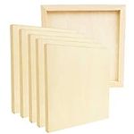 Belle Vous Unfinished Wooden Canvas Painting Boards (6 Pack) - 20 x 20cm / 8 x 8 Inches - Deep Natural Birch Wood Panel - Mixed Media Cradle Panels for Encaustic Art, Paint Pouring & Crafts