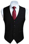 HISDERN Men's Suit Vest Business Formal Dress Waistcoat Vest with 3 Pockets for Suit or Tuxedo Black