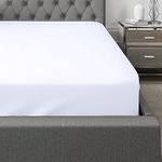 400 Thread Count 100% Egyptian Cotton 35CM Extra Deep Fitted Sheet Super Soft Hotel Quality Bedding - Smooth Comfortable Machine Washable Breathable Bed Sheets (Double, White)