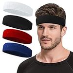 Sweatbands Sports Headband for Men & Women, Moisture Wicking Hairband Athletic Towel Headbands Cotton Head Sweat Bands for Running, Cycling, Yoga, Spa