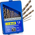 S&R Metal Drill Bit Set 1-6,5mm, 13 Piece, HSS Cobalt DIN 338, Polished. Steel Box.Professional Quality.