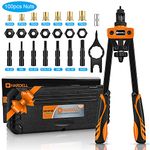 HARDELL 14" Rivet Nut Tool, Hand Rivet Tool Kits with 100Pcs Rivet Nuts and 7 Metric & Inch Mandrels M6 M8 M10, 1/4-20, 5/16-18, 3/8-16, 10-24 and Rugged Carrying Case