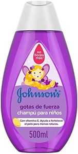 JOHNSON'S Gotas de fuerza Champú para niños, champú infantil que potencia la fortaleza natural del cabello de tu bebé, champú sin sulfatos ni parabenos, 1 bote x 500 ml