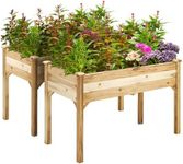 PrimeZone 2PCS 48 x 24 x 30 in FSC-Certified Acacia Wood Raised Garden Bed - Elevated Planter Box with Legs, Plant Stand Outdoor for Herbs, Vegetables, Flowers in Backyard, Patio, Balcony, Gardening