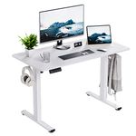 SohoTeco Motorized Standing Desks, Electric Stand Up Desk With Ultra Stable Construction And Cable Management,adjustable Height Desk With Memory Preset Design For Home Office Use 120x60 cmIn White