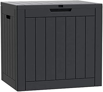 Deck Box 30 Gallon Outdoor Storage Box for Food Deliveries, Patio Tools, Outdoor Cushions & Pillows, Garden Supplies, Pet Stuff and Pool Accessories, Black (Delivery Sign & Lock Included)