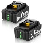2 Pack 5.0Ah Replacement Battery Compatible with Makita 18V Battery BL1850 BL1830 BL1850B BL1860B BL1860 BL1830B BL1840 BL1820 BL1815 BL1835 BL1845 with LED Indicator