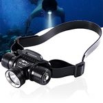 APLOS HP900 Diving Headlamp Rechargeable - 3000 Lumen Super Bright Scuba Dive Flashlight, Swimming Headlight IP68 Waterproof Professional Underwater Headlight 5 Modes for Snorkeling Caving