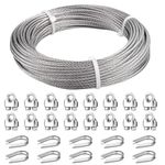 FSHIHINE 5mm Wire Rope Kit, 30m Stainless Steel Cable, 7X19 Strands Steel Wire Cable, 3700lbs Breaking Strength, Heavy Duty Aircraft Cable for Outdoor, Cable Railing, Marine Rigging, Decking Railing