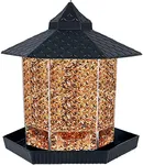 Twinkle Star Wild Bird Feeder Hanging for Garden Yard Outside Decoration, Hexagon Shaped Outside Hanging Bird Feeders for Outdoors Squirrel Proof, Cardinal Bird Feeder (Black)