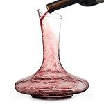 Oak & Steel - Large Red Wine Decanter Crystal Slanted Aerator Spout Lead Free Carafe for Drip-Free Pour, 1800ml - Gift Set for Birthday, Wedding, Anniversary, Housewarming Party