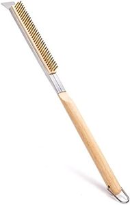 ZEAYEA 21 Inch Pizza Oven Brush with Scraper, Brass Bristles for Pizza Oven, Copper Wire Pizza Stone Cleaning Brush for BBQ Grill Cleaning, Outdoor Pizza Oven Accessories