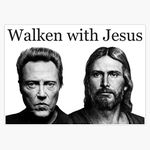 Walken with Jesus Funny Walking with Jesus with Christopher Gag Sticker Bumper Sticker Vinyl Decal 5