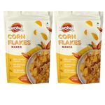 Zerobeli Mango Corn Flakes 520 gm (Pack of 260g x 2)- With Real Dried Mango Chunks| No Added Artificial Colour|