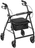 Drive Medical Aluminum Rollator Walker - Fold Up & Removable Back Support - Padded Seat - 6 Inch Wheels - Lightweight Portable Design - Indoor Outdoor Mobility Aid - Black