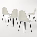 Homy Casa Dining Chairs Set of 4 Side Chair - Ergonomic Upholstery Anti-Rust Metal Legs Armless for Dining Room Kitchen Bistro, Ivory Fabric