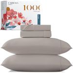 Carressa Linen 100% Egyptian Cotton Sheets Queen Size - 1000 Thread Count 4 PC Cotton Sheets for Queen Bed, Soft, Cooling Extra Long Staple Luxury Hotel Sheets - Fits Upto 18” Deep Pocket Cocoa Taupe