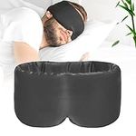 iCooBreeze 100% Handmade Bamboo Sleeping Eye Mask for Women for Men,Night Masks,Organic Sleep Mask,Blockout Eye Mask for Sleeping,Large Size Adjustable (1PC, Dark Grey)