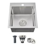 ROVOGO 15x17x8 in. Drop in Bar Prep Sink 304 Stainless Steel, 1-Hole Single Bowl Sink for Kitchen, Small Wet Bar Sink, Brushed