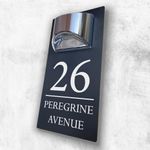 House Numbers Plaques With Solar Light Door Number Plaques For Wall Custom House Number Signs (Grey & Modern Text)