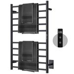 Sharpeye Towel Warmer Rack with 24hr Timer, Matte Black Heated Towel Rack for Bathroom, Plug-in/Hardwired, Wall Mounted 10-Bar Electric Towel Warmer with Temperature Control