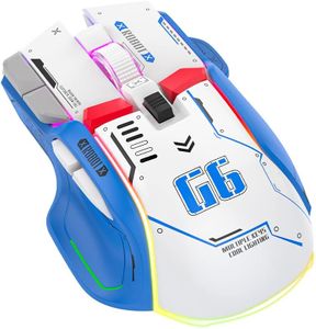 XZXWZX G6 Ratón inalámbrico para Juegos,Ratón Bluetooth, Conexión de 3 Modos, Diseño Estilo Mecha, 12 Teclas, 11 iluminación RGB, 5 dpi Ajustables, 4000 FPS, Ergonomía, Compatible con PC/Mac/Portátil