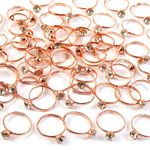 52Pcs Bridal Shower Rings Diamond Engagement Rings Adjustable Faux Wedding Ring Set Rose Gold Toy Rings for Bridal Shower Game Wedding Table Decorations Bachelorette Party Favors Cupcake Toppers