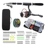 Fishing Pole Combo Set,2.1m/6.89ft 145pcs Fishing Accessories Kit Collapsible Rods Spinning Reel High Speed Reels Fishing line ministoream