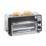 Hamilton Beach Toastation 2-in-1 Toaster and Oven with Extra-Wide, Extra-Long Toast Slot, 7 shades toaster, Slide Out Crumb Tray, 1300Watts, Black, 22725
