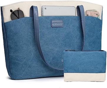 Laptop Tote Bag for Women,RAVUO Water Resistant Canvas 15.6 Inch Work Teacher Purse Shoulder Bag Portable Small Pouch (Blue)