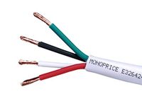 Monoprice 104041 Access Series 16 Gauge AWG CL2 Rated 4 Conductor Speaker Wire / Cable - 100ft Fire Safety In Wall Rated, Jacketed In White PVC Material 99.9% Oxygen-Free Pure Bare Copper