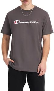 Champion Men's Script Short Sleeve Tee, Crisp Charcoal, Large