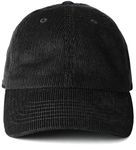 MIRMARU Classic Corduroy Cotton Baseball Caps Vintage Low Profile Dad Hat with Adjustable Strap with Brass Buckle, Black, One Size