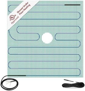 TempZone™ Shower Mat 120V 32′′ x 32′′ with Center Drain Hole, 7.1 Sq. Ft., 0.9A