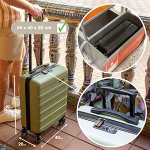 Cabin Max Anode 55x40x20 Cabin Suitcase – Lightweight 8-Wheel Carry-On with Lock, Wet Pocket, 40L