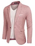 COOFANDY Suits Jackets Men One Button Linen Texture Sport Coat Business Daily Blazers Brick Red XXXL