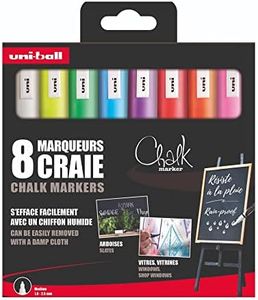 Uni-Ball Chalk Marker – Pennarelli a gesso PWE-5M – Marcatura effimera, resistente alla pioggia, punta conica media, confezione zero plastica, confezione da 8 colori assortiti